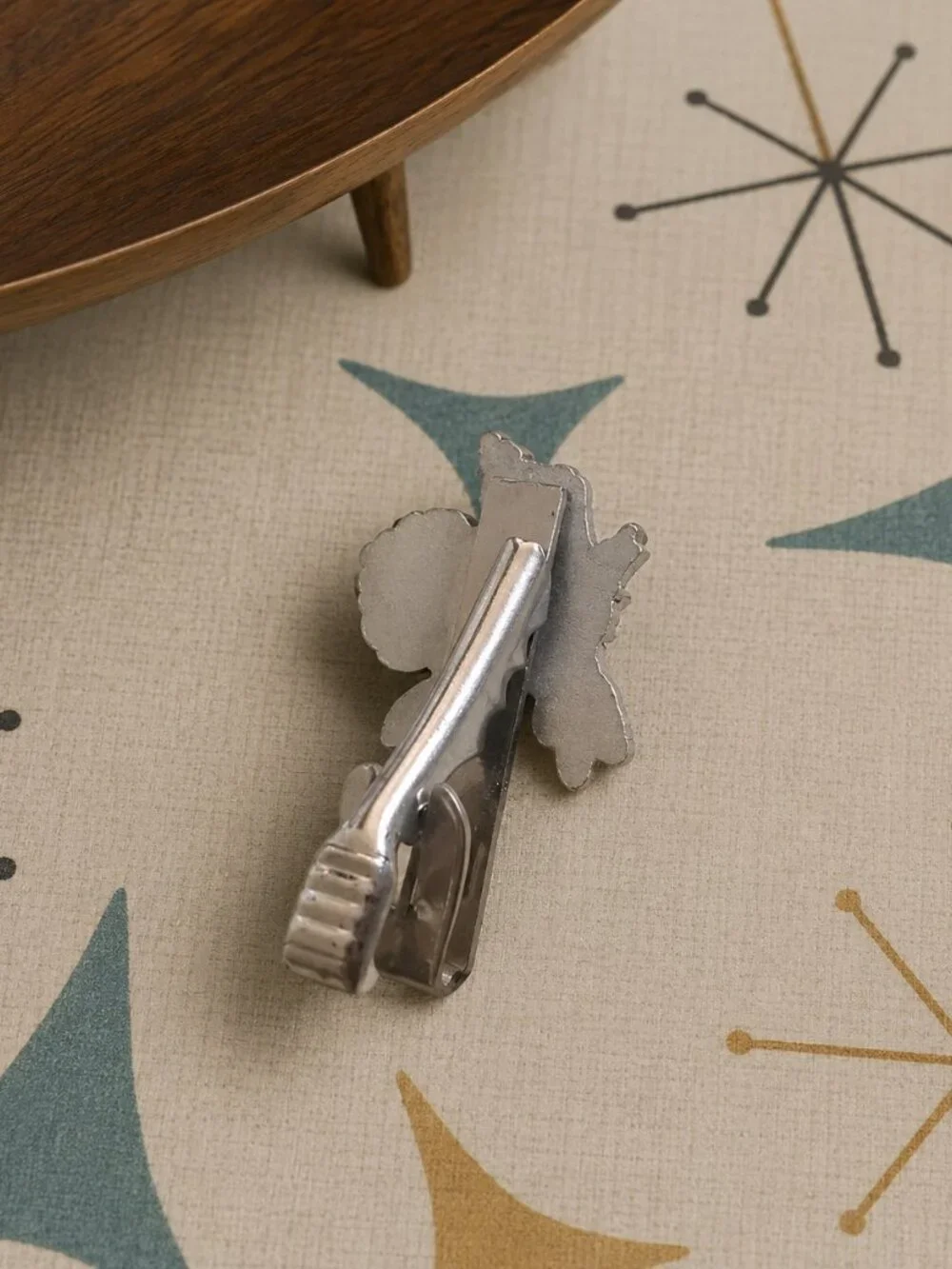 Sparrow Songbird Vintage Mid Century Modern Silver Tie Clip - Happy Smile Bird